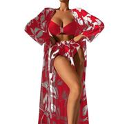 BañAdores Natacion Mujer Conjunto De Bikini Sexy De 3 Piezas 2026 Traje De BañO De Cintura Alta Traje De BañO Push Up De Manga Larga Traje De BañO De Playa