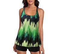 Bañadores Natacion Mujer Trajes De Baño De Dos Piezas para Mujer Talla Grande con Control Corporal Y Torso Alargado Bikini Sexy Bañadores Tallas Grandes Bikini Superior Negro (Green-4, M)