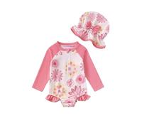 Bañadores Natacion Niña - Traje de Baño de Manga Larga con Sombrero para Niñas Bebés Solar Verano Playa