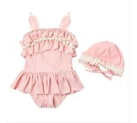 Bañadores Niña Natacion, Traje de Baño con Gorro Protector Solar para Niñas y Bebés Conjunto Enterizo de con Banda para el Pelo