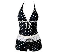 Bañadores Tankini para Mujer Bañador de Dos Piezas con Cuello en V Y2K Tankini Dos Piezas Lunares Cuello Halter Modesto Playa Vacaciones Adecuado para Vacaciones Animado Y Encantador
