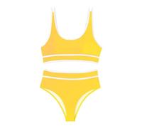 Bañadores Y Bikinis Mujer Bikini Mujer Deportivo Sexy Tallas Grandes Cómodo Dividido Playa Junto Al Mar con Sujetador Cojín Traje de Baño Dividido Bikini con Braga Alta Bañador Palabra (Gold L)