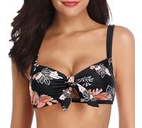 Bañadores Y Bikinis Mujer Top Bikini Negro Mujer Women Bikini Tops Swim Top Front Tie Knot Bathing Suit Padded Swimsuit Asimetrico Parte de Arriba (Black XL)