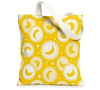 Banana - Bolsa de lona para mujer, diseño de lunares, color amarillo, lavable, reutilizable, ideal para compras, viajes, oficina, biblioteca, casual, 33 x 38 cm