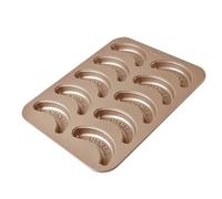 Banana Cake Molds for Baking | 10 Cavity Non-Stick Metal Mold Pan for Bread, Biscuits, Pudding, Brownies, Pastries, Fruit Shaped Desserts, Muffins, Cupcakes, cookeis, Household Kitchen Supplies, Party