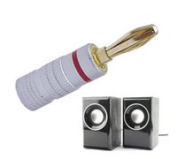 Banana Clips - Conector banana de 4 mm para cable de altavoz, conexión rápida, conector de altavoz chapado en oro de 24 K, para altavoces con resorte, terminales banana