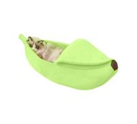 Banana Dog Bed Half-Open Lid Design Short Plush Fabric Yellow Sleep Nest