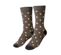 Banana Feet Calcetines Cerveza Fantasía para Hombre y Mujer | Algodón Bordado con Diseños Divertidos y Originales | Calcetines Estampados Unisex Calidad Fabricación Local (Talla L, EU 41-45, Marrón)