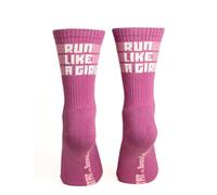 Banana Feet Calcetines Run Like a Girl de Deporte para Mujer | Algodón Bordado con Diseños Divertidos y Originales | Calcetines Estampados Calidad Fabricación Local (Talla M, EU 36-40, Malva)