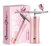 Banana Glow Kit de aerógrafo de uñas con compresor, juego de cepillo de aire profesional inalámbrico recargable de 48 PSI con boquilla de 0,3 mm y herramientas de limpieza para arte de uñas