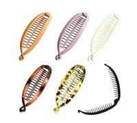 Banana Hair Clip - Hair Claw Clips, Banana Hairs Clips For Women, 6 Pieces Strong Hold Barrette With Double Combs | Ponytail Hairs Holder For Women Home Workplace Outdoor Parties Beach Travel School