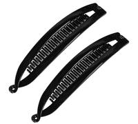 Banana Hair Clips, Double Banana Clip Barrettes, Strong Hold Claw Clincher Combs, Set of 2 Non-Slip Styling Accessories, Ideal for Women/Girls, Thick, Thin, Curly Hair, Amber/Black