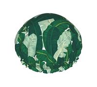 Banana Leaves Palm Springs Gorro de ducha impermeable verde, Gorro de baño elástico Gorro de baño de protección ambiental Gorros de baño para el cabello, Capas impermeables dobles Gorro de ducha de