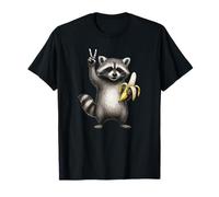 Banana Mapache Lover Victory Sign Foody Cool Fruit Racoon Camiseta