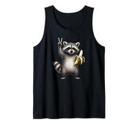 Banana Mapache Lover Victory Sign Foody Cool Fruit Racoon Camiseta sin Mangas