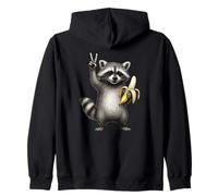 Banana Mapache Lover Victory Sign Foody Cool Fruit Racoon Sudadera con Capucha