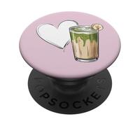 Banana Matcha Latte Love Green-Tea Vegan Vintage Foodie PopSockets PopGrip Adhesivo