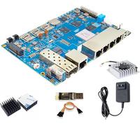 Banana Pi BPI-R4 WiFi 7 Router Board OpenWRT - DDR4 4GB/8GB RAM MediaTek MT7988A (Filogic 880) SoC, 4G/5G Wireless Router, 2X 10GbE SFP 4X GbE para NAS Smart Home Gateway (POE Kit4, DDR4 8GB)