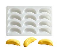 Banana Silicone Mold - 12 Cavity Non Stick Pastry Tool With Flexible Materi