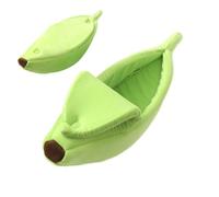 Banana Sleep Nest - Cama de felpa amarilla para mascotas, tumbona curvada en forma de fruta, área de descanso térmica suave, cápsula de animales pequeños, lugar de relajación interior y exterior
