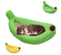 Banana - Sofá cama para perros, lindas camas para gatos, tapete de plátano para perros, creativo y esponjoso en forma de barco, camas para mascotas, gatos y gatos, cojín suave de mimbre mediano, 70 x