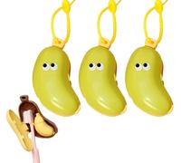 Banana Toothbrush Case, Cute Fun Banana Shape Travel Toothbrush Storage Box, Portable Toothbrush Holder with Silicone Toothpaste Dispenser With Hook for Home Travel Outdoor Camping (Green * 3)