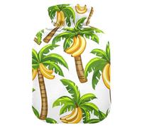 Banana Tree Summer Yellow - Botella de agua caliente de viaje con funda suave, bolsa de agua de 1 litro para calentador de abdomen