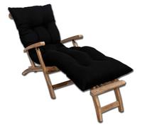 bananair - Cojín Tumbona Exterior para Silla de Jardín - Grueso, Súper Confortable y Acolchado - Fabricado en Francia - Colchoneta para Hamaca y Tumbona con Fijación Fácil (185x60x15 cm, Negro)