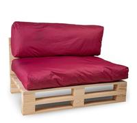 bananair - Cojines para Palets Impermeables y Desenfundables - Muy Cómodos, Relleno de Espuma - Cojines Exterior para Jardín y Terraza (1 Asiento 120x80 + 1 Respaldo 120x40, Rojo)