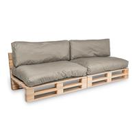 bananair - Cojines para Palets Impermeables y Desenfundables - Muy Cómodos, Relleno de Espuma - Cojines Exterior para Jardín y Terraza (2 Asientos 120x80 + 2 Respaldos 120x40, Gris Claro)