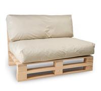 bananair - Cojines para Palets Impermeables y Desenfundables - Muy Cómodos, Relleno de Espuma - Cojines Exterior para Jardín y Terraza (1 Asiento 120x80 + 1 Respaldo 120x40, Beige)
