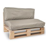 bananair - Cojines para Palets Impermeables y Desenfundables - Muy Cómodos, Relleno de Espuma - Cojines Exterior para Jardín y Terraza (1 Asiento 120x80 + 1 Respaldo 120x40, Gris Claro)