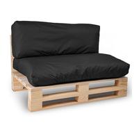 bananair - Cojines para Palets Impermeables y Desenfundables - Muy Cómodos, Relleno de Espuma - Cojines Exterior para Jardín y Terraza (1 Asiento 120x80 + 1 Respaldo 120x40, Negro)