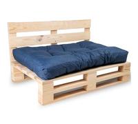 bananair - Cojines para Palets - Tela Resistente, Anti-UV y Repelente al Agua - Muy Cómodo, Relleno de Espuma - Cojines Exterior para Jardín y Terraza (Asiento 120x80 cm, Azul)