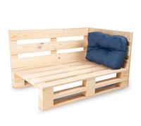 bananair - Cojines para Palets - Tela Resistente, Anti-UV y Repelente al Agua - Muy Cómodo, Relleno de Espuma - Cojines Exterior para Jardín y Terraza (Cojín Esquinero 60x40 cm, Azul)