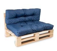 bananair - Cojines para Palets - Tela Resistente, Anti-UV y Repelente al Agua - Muy Cómodo, Relleno de Espuma - Cojines Exterior para Jardín y Terraza (Asiento 120x80 cm y Respaldo 120x40 cm, Azul)