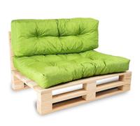 bananair - Cojines para Palets - Tela Resistente, Anti-UV y Repelente al Agua - Muy Cómodo, Relleno de Espuma - Cojines Exterior para Jardín y Terraza (Asiento 120x80 cm y Respaldo 120x40 cm, Verde)