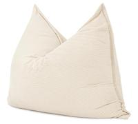 bananair - Puff Gigante de Pana Ancho - Suave y Confortable - Puff Cama con Relleno de Espuma Incluido, Óptimo Apoyo para la Espalda - Bean Bag, Sofa Puff XXL Muy Cómodo (180 x 140 cm, Blanco Roto)