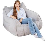 bananair - Puff Gigante de Salón y Habitación en Tela de Pana - Elegante y Cómodo - Puff Pera con Relleno Incluido Ideal para Crear un Ambiente Acogedor (Gris Claro)