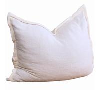 bananair - Puff Gigante de Tela Rizada - Suave y Confortable - Puff Cama con Relleno de Espuma Incluido, Óptimo Apoyo para la Espalda - Bean Bag, Sofa Puff XXL Muy Cómodo (180 x 140 cm, Blanco Roto)