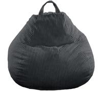 bananair - Puff Salón de Pana - Suave y Cómodo, con Relleno Incluído - Funda Lavable - Puff Pera Práctico y Fácil de Transportar - Bean Bag Versátil, Puff Gamer, Niños (120 x 100 cm, Gris Oscuro)