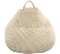 bananair - Puff Salón de Pana - Suave y Cómodo, con Relleno Incluído - Funda Lavable - Puff Pera Práctico y Fácil de Transportar - Bean Bag Versátil, Puff Gamer, Niños (80 x 70 cm, Blanco Roto)