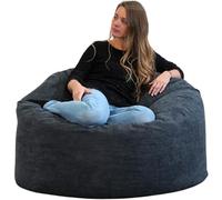 bananair - Puff Salón de Terciopelo Acanalado - Suave y Confortable - Puff Pera con Relleno de Espuma Incluido, Óptimo Apoyo para la Espalda - Bean Bag, Sofa Puff Gigante (100 cm, Azul Marino)