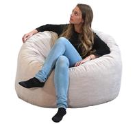 bananair - Puff Salón de Terciopelo Acanalado - Suave y Confortable - Puff Pera con Relleno de Espuma Incluido, Óptimo Apoyo para la Espalda - Bean Bag, Sofa Puff Gigante (100 cm, Beige)