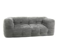 bananair - Sofá 3 Plazas con Piel Sintética Acanalada - Suave y Confortable - Relleno de Espuma y Fibra - Diseño Modular Innovador, 2 Puffs Desmontables (Gris Oscuro)