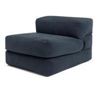 bananair - Sofá Cama 1 Plaza Convertible - Cama Individual Desfundable en Terciopelo Acanalado - Sillon Una Plaza, Futón Japonés Práctico y Confortable, Acolchado en Espuma (70 x 190 cm, Azul)