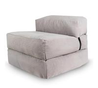 bananair - Sofá Cama 1 Plaza Convertible - Cama Individual Desfundable en Terciopelo Acanalado - Sillon Una Plaza, Futón Japonés Práctico y Confortable, Acolchado en Espuma (70 x 190 cm, Gris Claro)