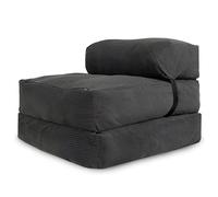 bananair - Sofá Cama 1 Plaza Convertible - Cama Individual Desfundable en Terciopelo Acanalado - Sillon Una Plaza, Futón Japonés Práctico y Confortable, Acolchado en Espuma (70 x 190 cm, Gris Oscuro)