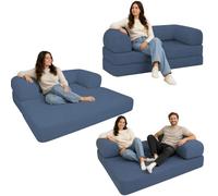 bananair - Sofá Cama 2 Plazas de Pana, Comprimido (Azul Oscuro) | Sofá Modular, Convertible, Totalmente Desenfundable, Fundas Lavables a Máquina, Asiento Firme, Confort y Suavidad