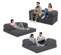 bananair - Sofá Cama de 2 Plazas Fabricado en Francia - Sofá Modular de Espuma de Alta Densidad y Tejido de Pana - Diseño Innovador Boneless, Enviado Comprimido (Gris Antracita)